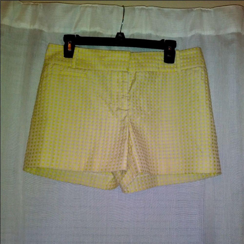 Ann Taylor LOFT Marisa polka dot summer shorts beige with yellow dots